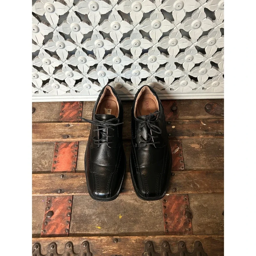 Dexter‎ Mens Black Pebbled Leather Square Toe Lace Up Derby Dress Shoes Size 8